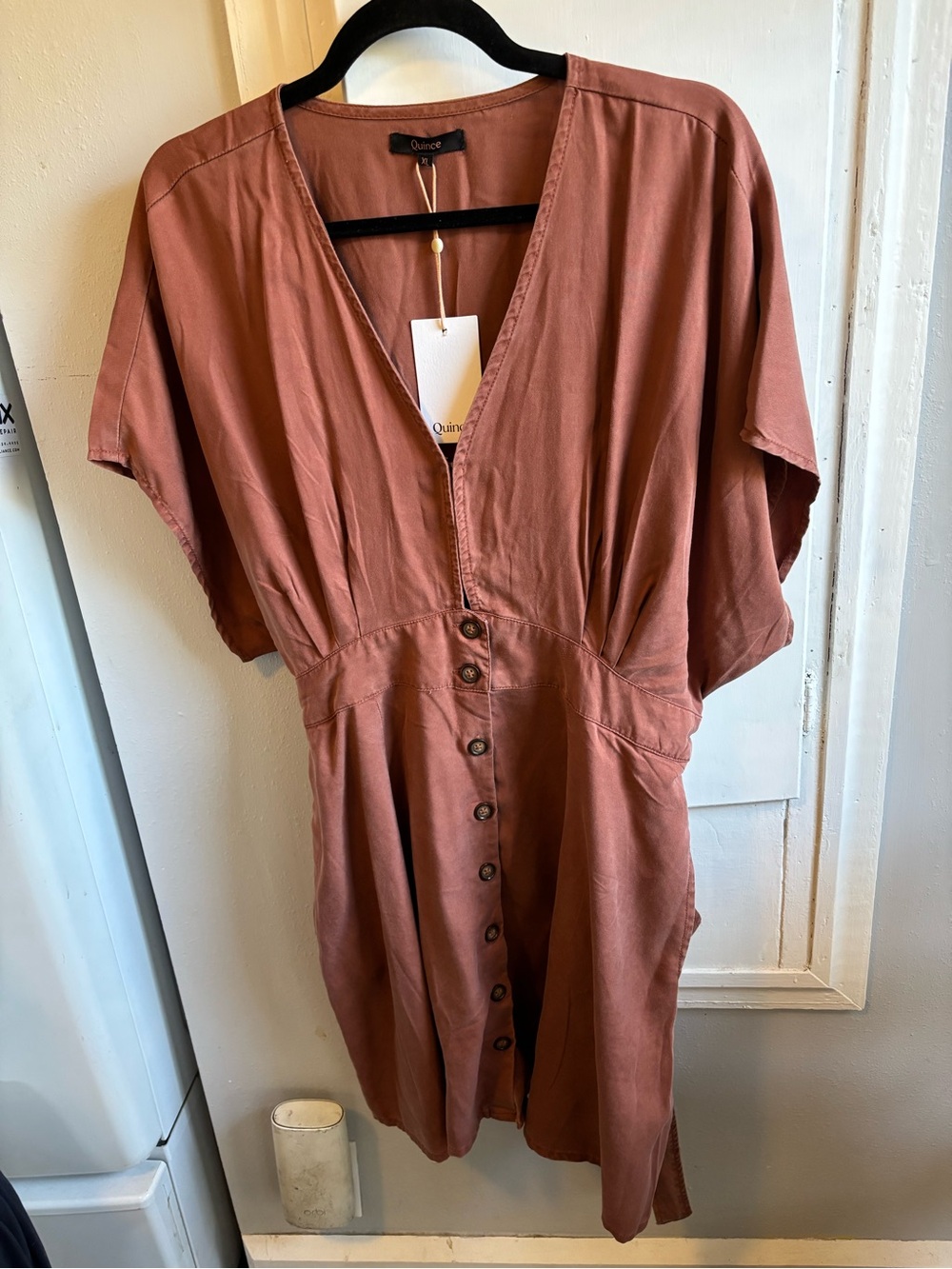 Quince Rust Button-Front Mini Dress